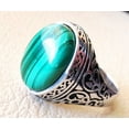 thumbnail image 2 of Malachite Mans Ring, Natural Green Malachite, Spiritual, Silver Jewelry, 925 Silver Ring, Birthday Gift, Heavy Mens Ring, Arabic Design, Ottoman Style Ring, Christmas, Turkey Mens Signet Ring, 2 of 6