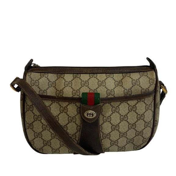 Pre-Owned GUCCI 89.02.032 GG Plus Sherry Line Shoulder Bag, Brown, Women's