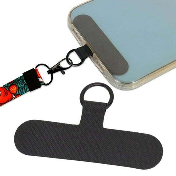 Phone Tether Tabs, Universal Canvas Cloth Mobile Phone Lanyard Patch Pad Sticker Anti-lost Hanging Attachment[Black]