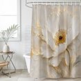 thumbnail image 4 of Cream Gold Flowers Bathroom Shower Curtains with 12 Hooks Polyester Waterproof Shower Curtain for Stalls and Bathtubs Modern Abstact Oil Painting Floral Decorative Bathroom Curtain 66x72 Inches, 4 of 9