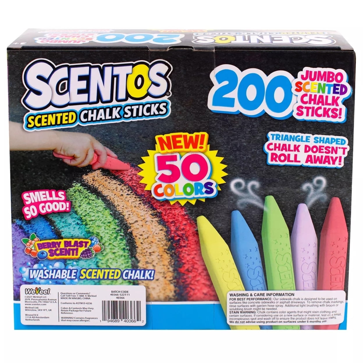 Colorations Colored Dustless Chalk - 100 Pieces