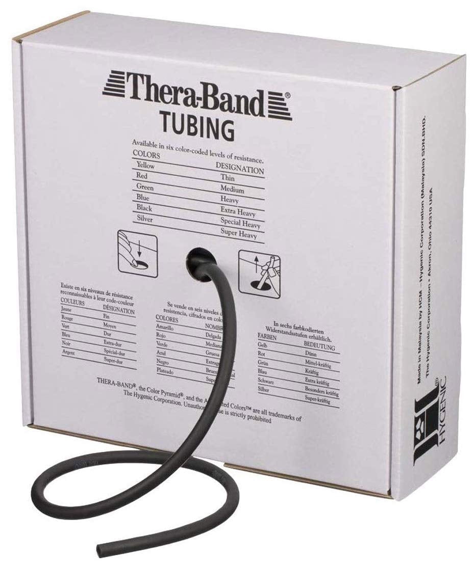 THERABAND Resistance Tubes, 100 ft, Black, Special Heavy Thickness, 7.3 lbs Resistance, Level 6