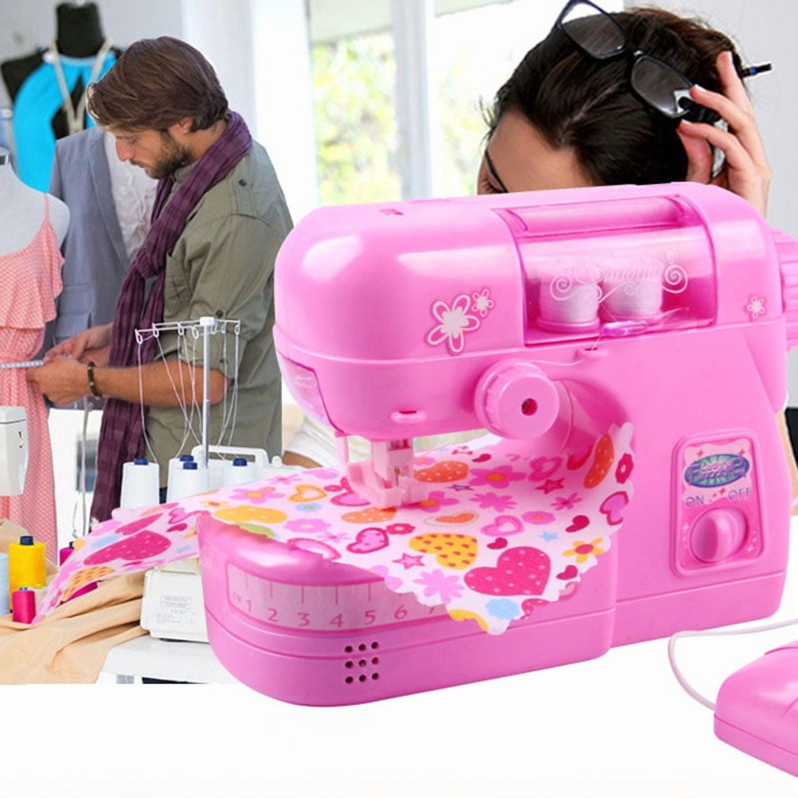 Kids Mini Sewing Machine Toy - Realistic Pretend Play Set with Light & Sound, Safe Stitching Kit for Beginners