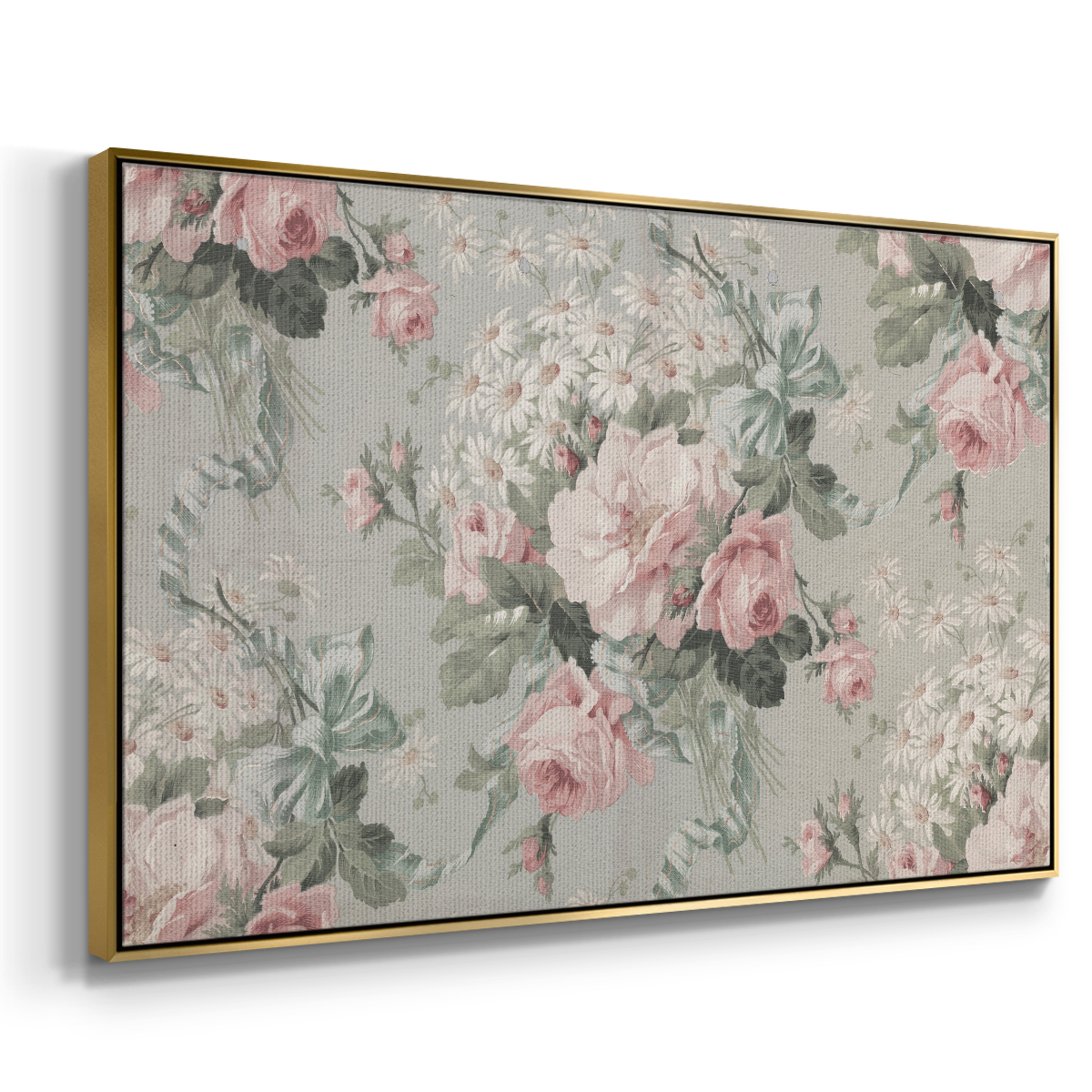 Vintage Abstract Print-XIV Framed in Gold Wood Gallery Wrapped Canvas 17 in. x 25 in.