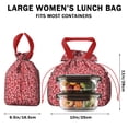 thumbnail image 5 of Red Christmas HO Pattern Drawstring Lunch Bag Women - Drawstring Lunch Bag Insulated for Work Office - Stain-Resistant Large Lunchbags for Women with Multi-Pockets, 5 of 6