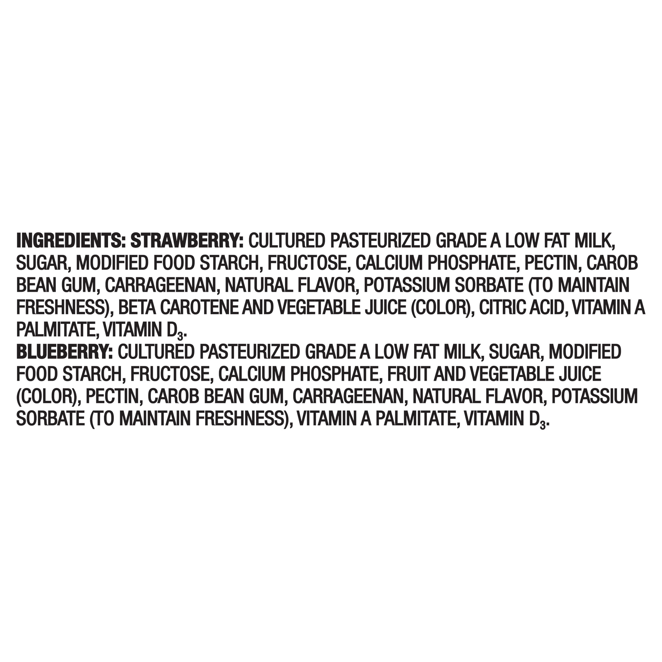 Great Value Kids Low-fat Strawberry & Blueberry Yogurt, 2 oz Yogurt Tubes, Variety Pack, 8 Count