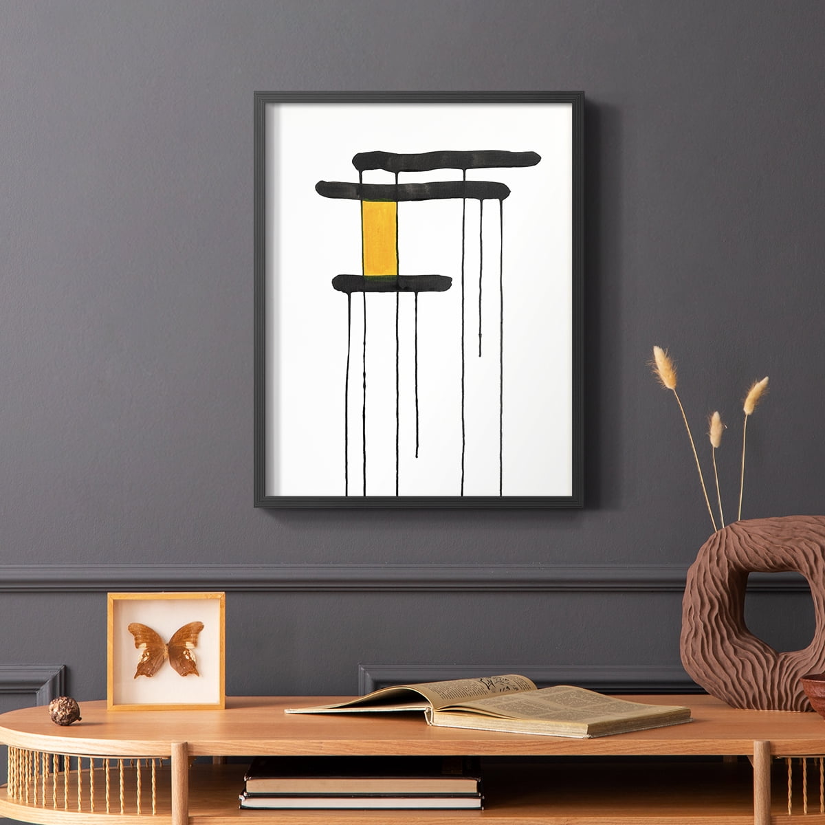 Golden Waterfall I in Black Solid Wood 16 x 20 Framed Print