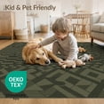 thumbnail image 4 of ODIKA 8'x10' Olive Green Geometric Checkered Design Washable Area Rug Intricate Patterns with Modern Flair Durable, Non-Slip for Living Room, Under Sectional, Family, 4 of 7