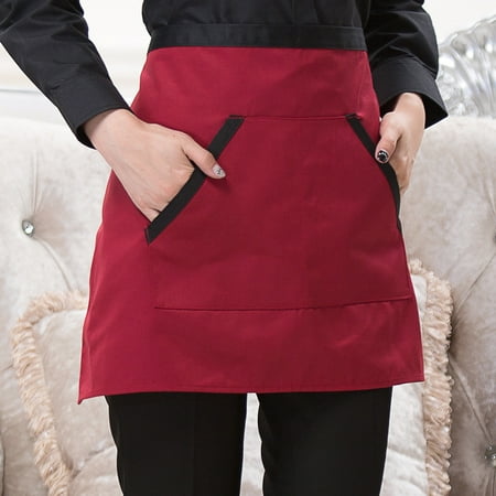 

Half Apron with Pocket for Waitress or Daily Baking Gardening One Size Red Diagonal Pocket