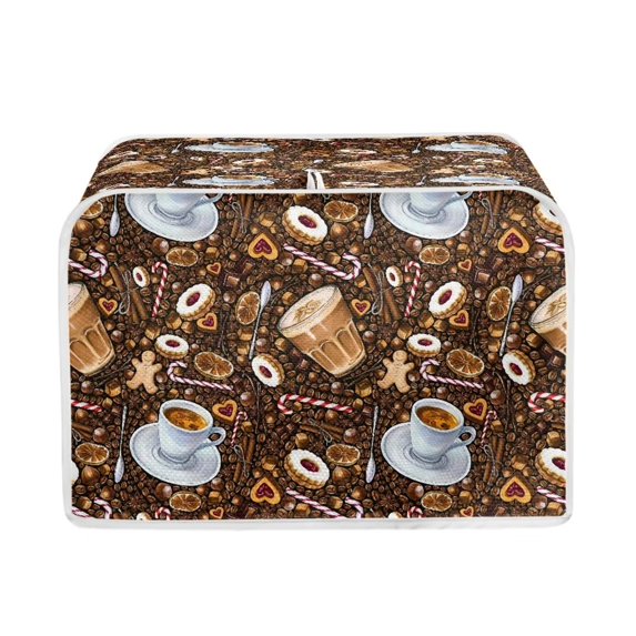 Renewold Christmas 2 Slice Toaster Cover Gingerbread Latte Wide Slot Bread Maker Cover Dirt-Resistant Kitchen Small Appliance Dust Protection Cover