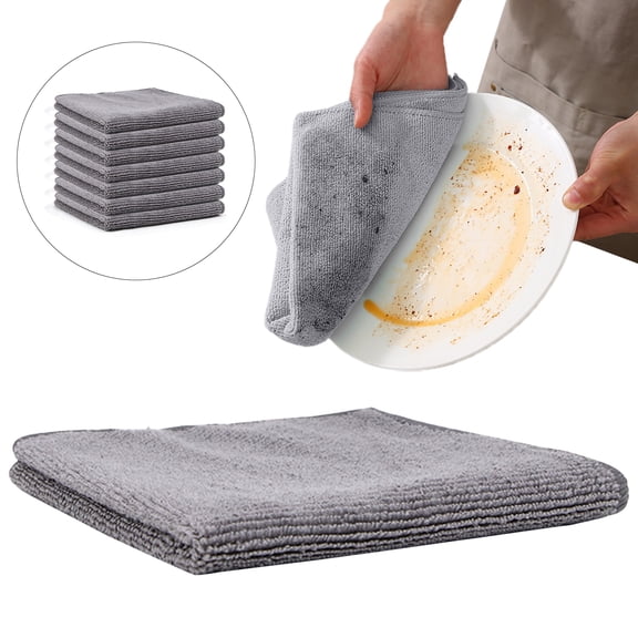 Microfiber Cleaning Cloth,Cleaning Supplies,Pack of 10,Size:11.8" x 11.8"(Grey)