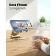 thumbnail image 6 of Dual Folding Cell Phone Stand, Fully Adjustable Foldable Desktop Phone Holder Cradle Dock Compatible with Phone 16 15 14 13 12 11 Pro Xs Xs Max Xr X 8, Nintendo Switch, All Phones - Gold, 6 of 6