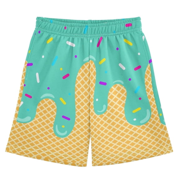 Ice Cream Shorts Boys Summer Cute Preppy Ice Cream Drip Baseball Shorts Casual Elastic Waist Short-Pants with Pockets 2-14 Y, 2026 New Limit time off