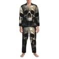 thumbnail image 3 of Fotbe Gold Pattern Skull Pattern Long Sleeve Pajama Set for Men,Sleepwear Set,2-piece Loungewear Set,Soft PJs Comfy Nightwear with Pockets-XX-Large, 3 of 7