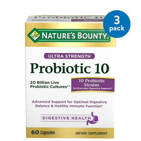 (3 Pack) Nature's Bounty Advanced Probiotic 10 Capsules, 60 (Best Probiotic For Diarrhea)