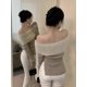 thumbnail image 5 of Suéteres de cuello alto para mujer, color puro, estilo europeo, sexys, picantes, para chicas, ajuste diario, diseño con abertura, estética elegante, sin tirantes, para damas, 5 of 6