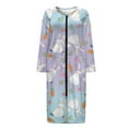 thumbnail image 3 of Yuyamidu Easter Zipper Robe for Women Long Dressing Gown Rabbit Mid-Length Robes Size S Carrot Round Neck Bathrobe with Pocket Comfy Long Sleeve Loungewear for Sleeping, 3 of 7
