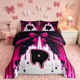 thumbnail image 2 of Homewish Letter D Queen Comforter Set, Princess Bow Tie Comforter Sets Queen for Girls, Black Reversible, 3pcs 1 Comforter and 2 Pillowcases, 2 of 6
