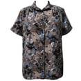 thumbnail image 1 of A Personal Touch Women's Plus Size Short Sleeve Button-Front Tunic with Shirring - Grey Solange - 5x, 1 of 3