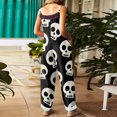 thumbnail image 3 of EANJE Halloween Formal Jumpsuits for Women Gothic Skull Floral Print Womens Overalls Sleeveless Wide Leg Jumpsuit Loose Straps Romper Trendy Bib Overalls Winter Clothing Dark Gray 3XL, 3 of 6