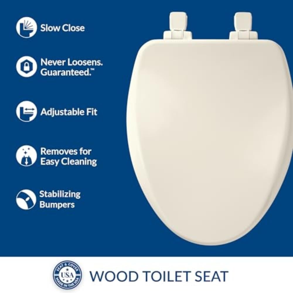 Bemis 19170PLE4 000 FCE4 Alesio Elongated Enameled Wood Toilet Seat, White