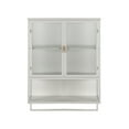 thumbnail image 3 of Bathroom Wall Cabinet, Over The Toilet Storage Cabinet with Open Shelf & Towel Rack, Bathroom Cabinet Wall Mount in Metal, Medicine Cabinets for Bathroom, Living Room, Laundry Room, White, 3 of 9