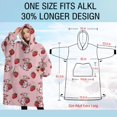 thumbnail image 4 of Oversized Wearable Blanket Hoodie,Pink Cow Strawberry Pattern Sherpa Blanket Hoodie with Super Pockets,Super Warm Fuzzy Pullover for Women & Men, 4 of 6