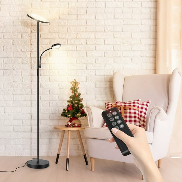 Outon Led Torchiere Floor Lamp With Reading Light Remote Touch Control Black Tall Standing For Living Room Com Outon Led Torchiere Floor Lamp With, George S Reading Room 2 Light Torchiere Task Floor Lamp