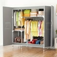 thumbnail image 6 of A Wardrobe with Magnetic Double Doors, Featuring Thick Panels Held by Magnets, 19Mm Steel Pipes,  Load Capacity, Elevated Kickboards, in Mixed Colors, Suitable for Bedrooms And Rental Properties, 6 of 18