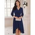 thumbnail image 3 of DARING DIVA Chiffon V-Neck Midi Cocktail Dress XL Navy Blue, 3 of 6