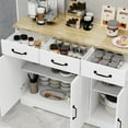 thumbnail image 5 of Farmhouse Storage Cabinet with 3 Doors and 3 Drawers, Storage Sideboard with Adjustable Shelves, White, 5 of 8