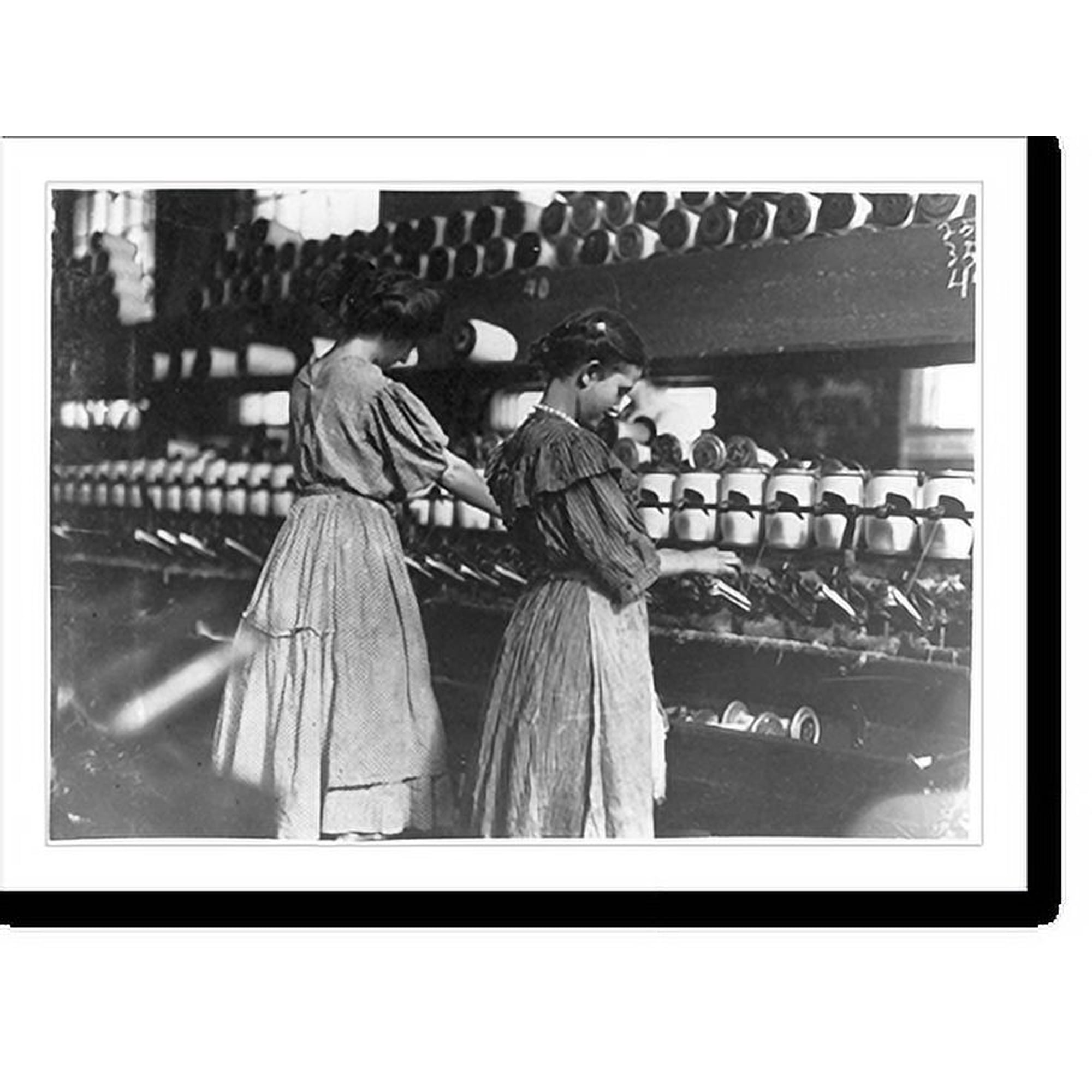 Historic Print, Lincoln Cotton Mill, Evansville, Ind. Young Girls at Spoolers. Location: Evansville, Indiana., 16" x 20"