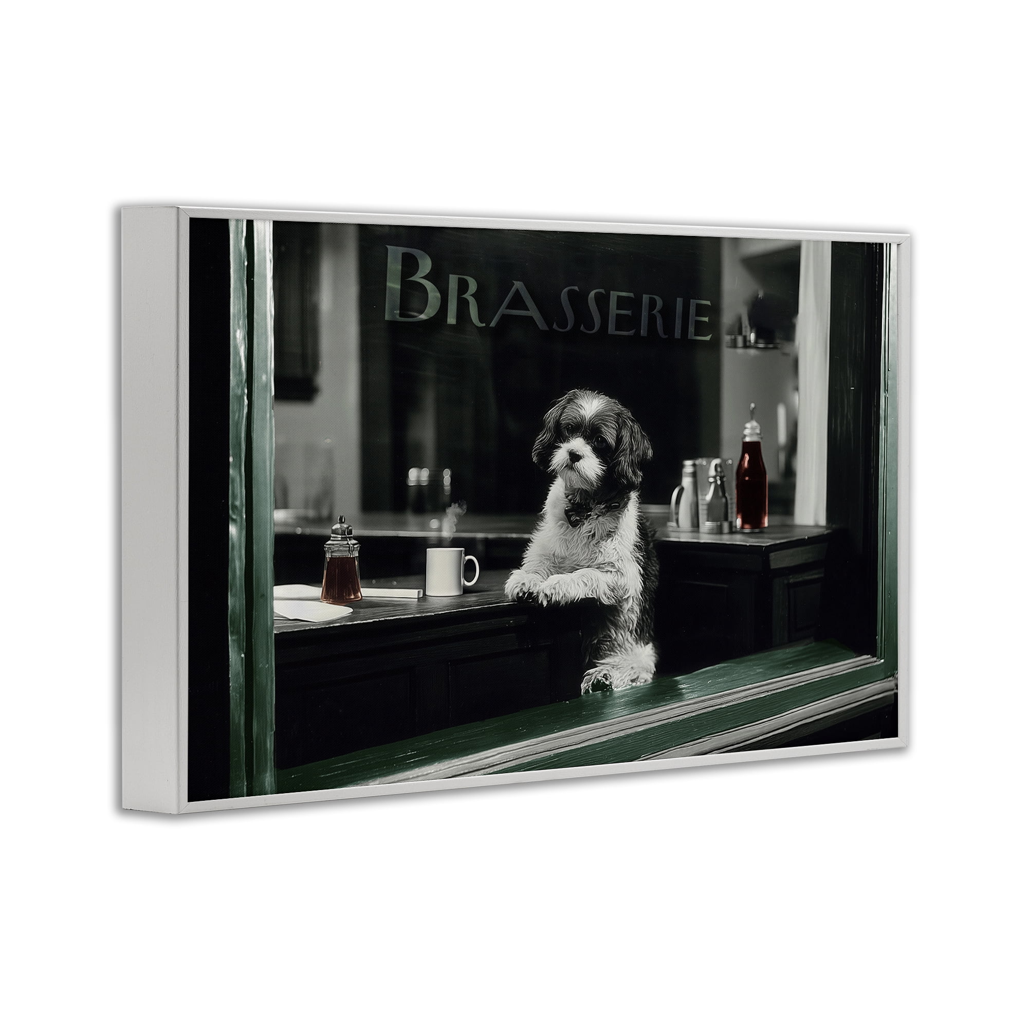 Stupell Industries Brasserie Vintage Dog in Window White Framed Giclee Art, design by Annabelle Hall