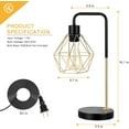 thumbnail image 3 of Gold Desk Lamp with Geometric Cage Shade, Delicate Design Bedside Lamp, 3 of 5