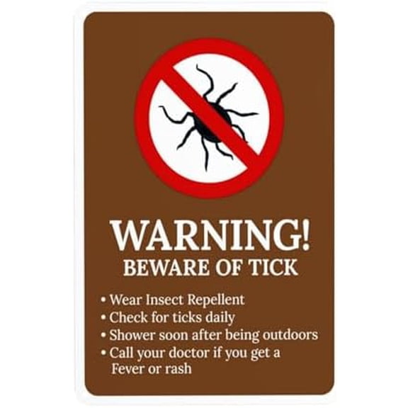 Warning Beware Of Ticks Wear Insect With Symbol Warning Sign, Wildlife Security Metal Signs for Outdoor Indoor Yard Garage Home Business Street Wall Safety Caution Custom Decor 8 x 12 Inch
