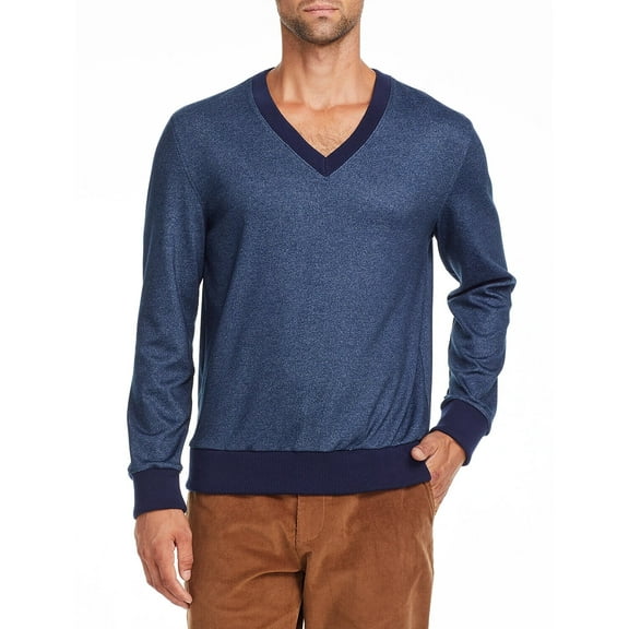 Tallia Men's Slim Fit Navy V Neck Sweater-Size Medium