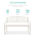 thumbnail image 4 of Best Choice Products Outdoor Steel Bench Garden Patio Porch Furniture w/ Floral Design Backrest - White, 4 of 8