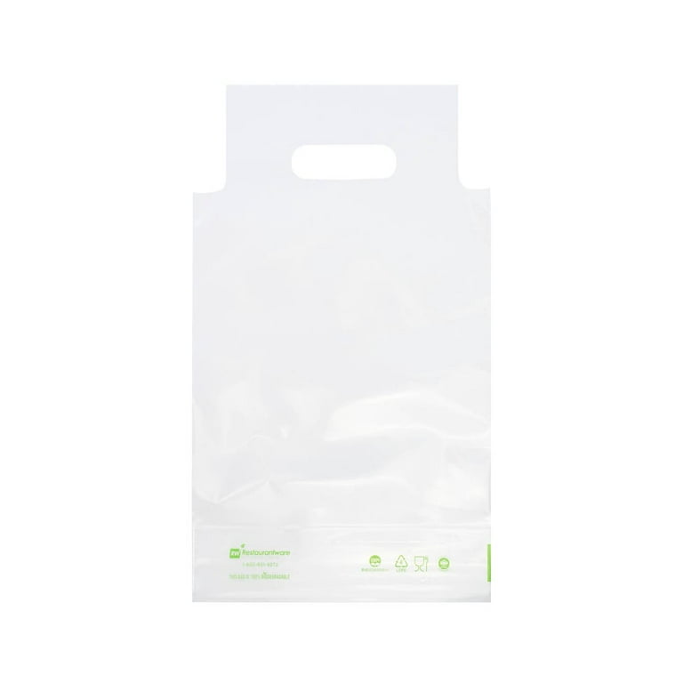 Restaurantware Saving Nature Clear Plastic Take Out Bag - Fits 2-Cup Drink Carrier - 13 3/4 x 7 3/4 x 4 1/4 - 100 Count Box