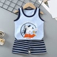 thumbnail image 6 of Toddler Boy Summer Outfits Baby Boys Cloting Set Cartoon Outfit Chef Dog Print Sleeveless Top Striped Shorts Kids Casual Summer Set, 6 of 7