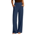 thumbnail image 2 of Sweatpants for Women Sweatpants Womens High Waisted Wide Leg Pants Casual Loose Comfy Trousers With Pockets for Yoga Work Daily Wear Navy Xxl, 2 of 9