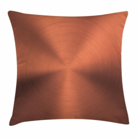 Bronze Pillow - Copper Decor Throw Pillow Cushion Cover, Realistic Circular Brushed Texture Image Iron Stainless Steel Business Modern, Decorative Square Accent Pillow Case, 16 X 16 Inches, Bronze, by Ambesonne