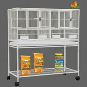 42" Stackable Center Divided Breeder Breeding Bird Flight Rolling Cage With Side Breeding Nest Doors for Canaries Cockatiels Lovebirds Finches Budgies Small Parrots