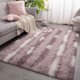 thumbnail image 1 of Alfombra Merelax, 152 x 244 cm, rayas mullidas, violeta claro y blanco, 1 of 9