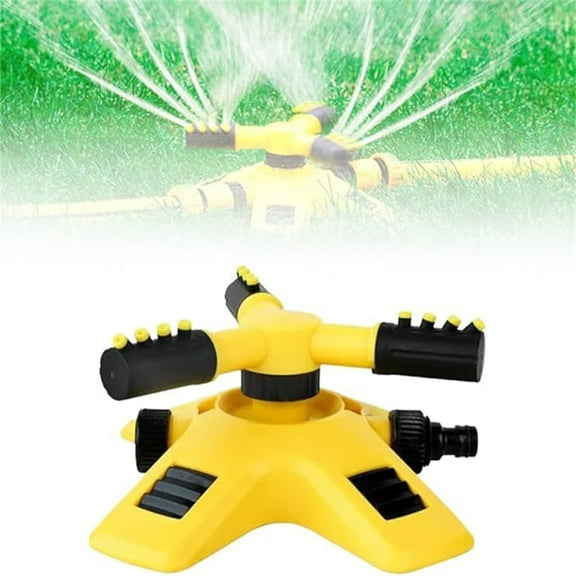 360 Automatic Rotating Garden Sprinkler with 3 Arm Nozzle - Portable Water Sprinkler for Yard Irrigation, Garden Watering and Children's Outdoor Play