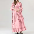 thumbnail image 7 of Women's Fashion Long Sleeve,Women's Vintage Solid Color Lace Collar 3/4 Sleeve Cos Dress Pink, 7 of 7