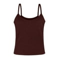 thumbnail image 4 of Women Tank Tops Basic Solid Ribbed Tank Top Slim Fit Cotton Blend Sleeveless Camisole Layering Tops Women's Sleeveless Tops Brick Red L, 4 of 4