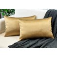 thumbnail image 1 of Aiking Home 12x18 Inches Faux Silk Rectangular Throw Pillow Cover, Zipper Closure, Brass (Set of 2), 1 of 6