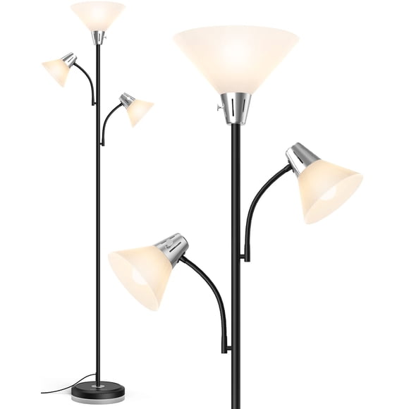 Lámpara de pie LEPOWER con 3 luces LED de 3000 K y luz de lectura ajustable
