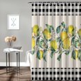 thumbnail image 2 of Vintage Summer Lemon Leaf Shower Curtain, Buffalo Plaid Shower Curtain Set with Hooks, Spring Summer Waterproof Fabric Shower Curtains for Bathroom Decor, 72x72 Inch Bath Curtain, 2 of 6