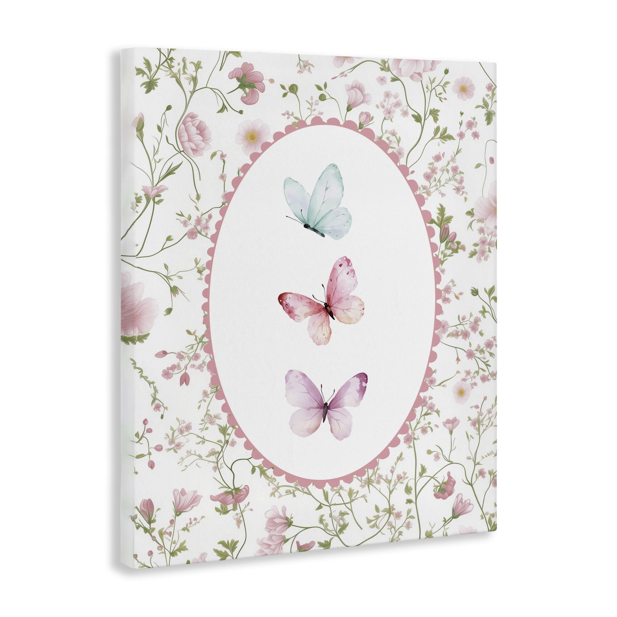 Delicate Florals & Butterfly Canvas Wall Art, design by Christine Simpson Art